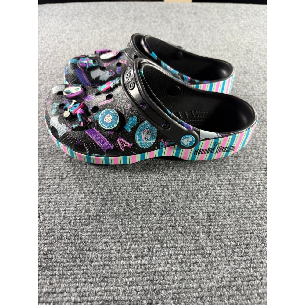 Disney Haunted Mansion Crocs Classic Clogs Black Multi Color Mens 6 Womens 8 - Picture 2 of 6